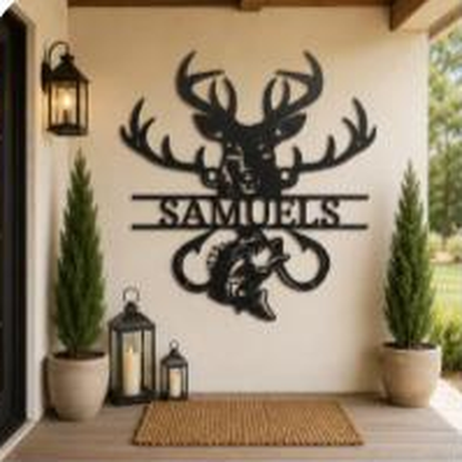 Outdoorsman Monogram Sign | Personalized Steel Wall Art | Made in USA