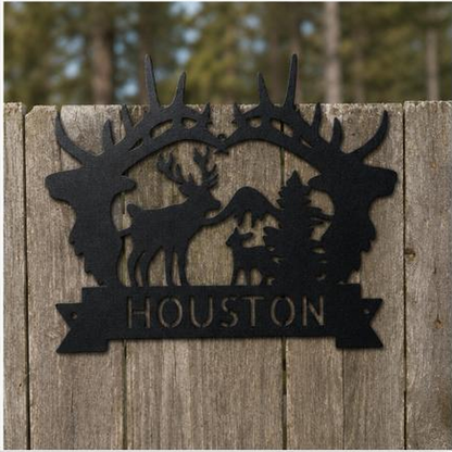 Big Antler Monogram Sign | Personalized Steel Wall Art | Made in USA