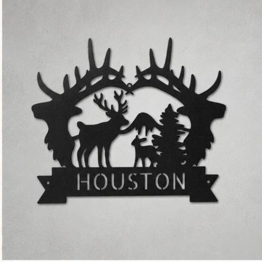 Big Antler Monogram Sign | Personalized Steel Wall Art | Made in USA