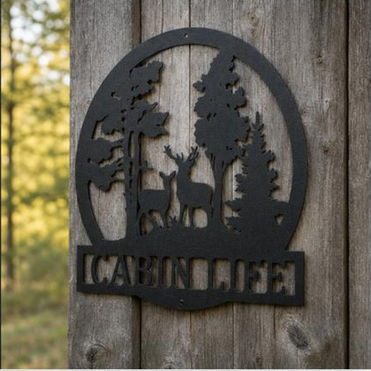 Deer in the Woods Sign | Personalized Steel Wall Art | Made in USA