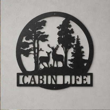 Deer in the Woods Sign | Personalized Steel Wall Art | Made in USA