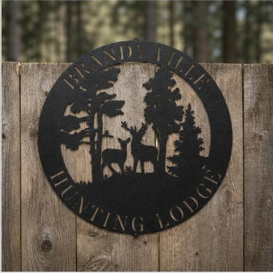 Deer Scene Sign | Personalized Steel Wall Art | Made in USA