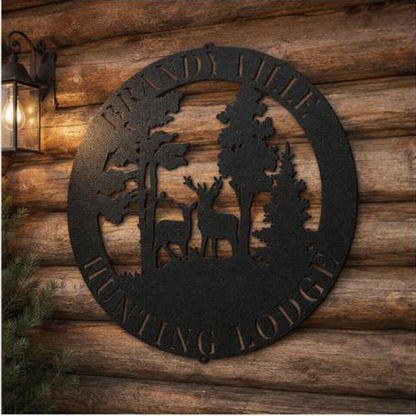 Deer Scene Sign | Personalized Steel Wall Art | Made in USA
