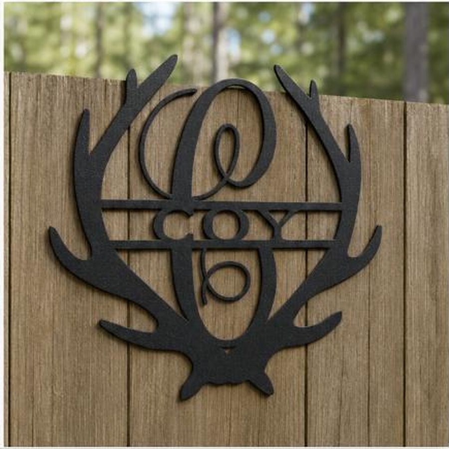 Antler Monogram Sign | Personalized Steel Wall Art | Made in USA