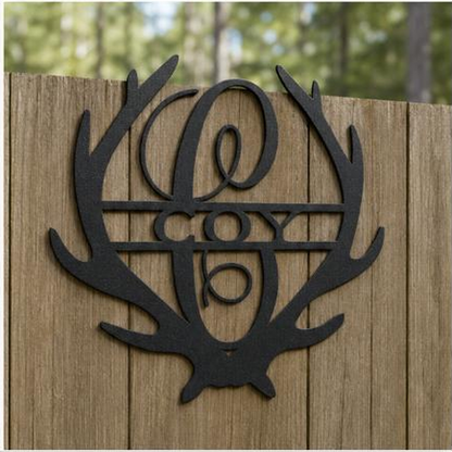 Antler Monogram Sign | Personalized Steel Wall Art | Made in USA