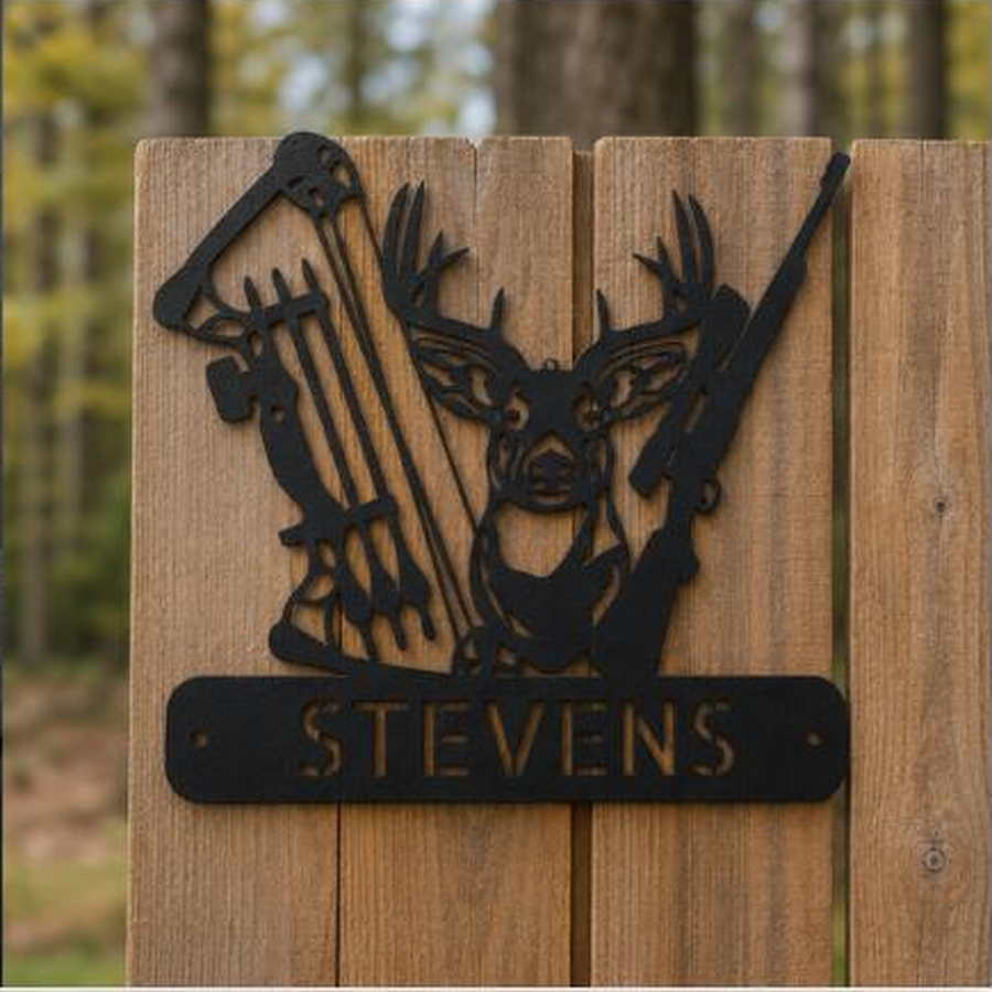 Deer Hunter Monogram Sign | Personalized Steel Wall Art | Made in USA